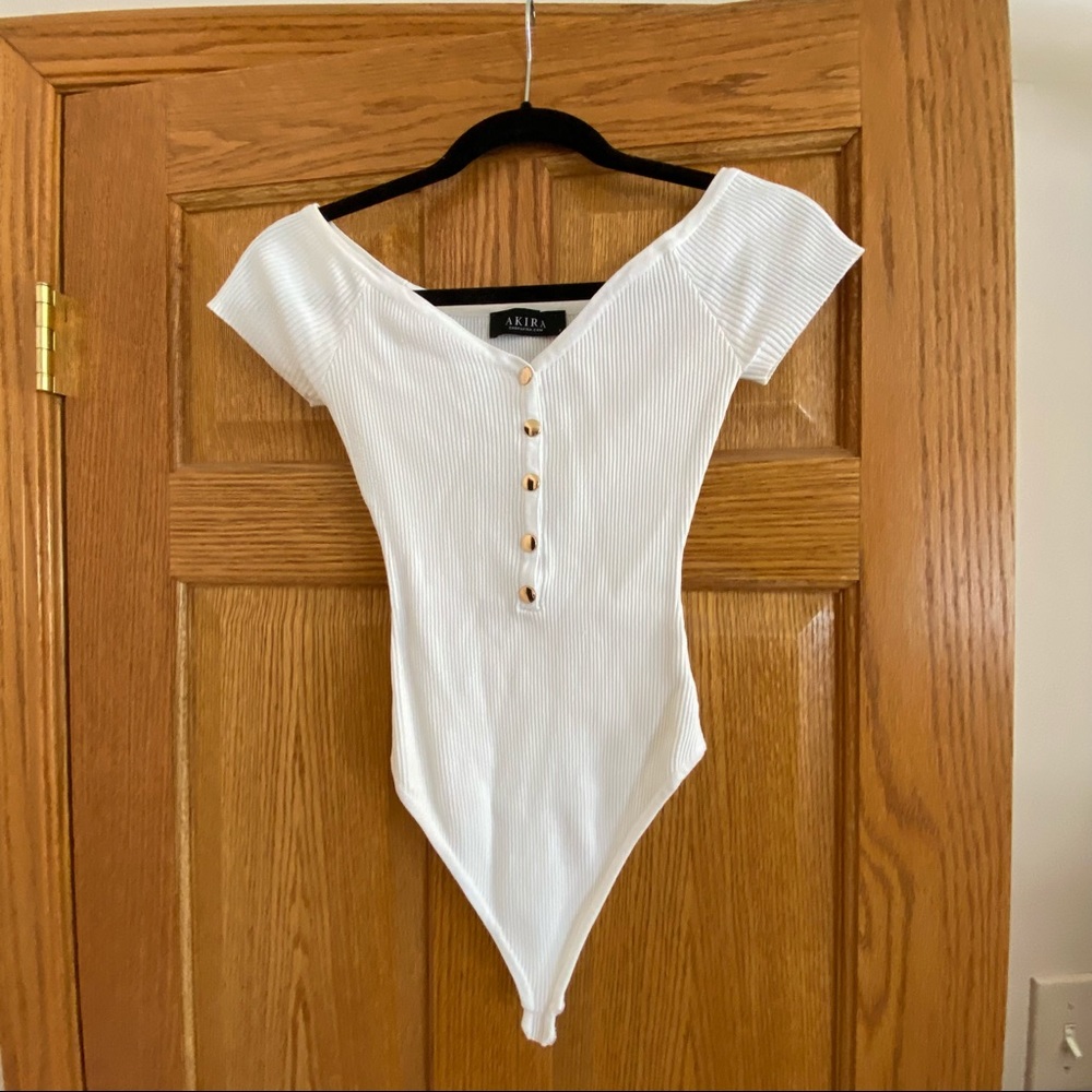 Akira White Off the Shoulder Body Suit